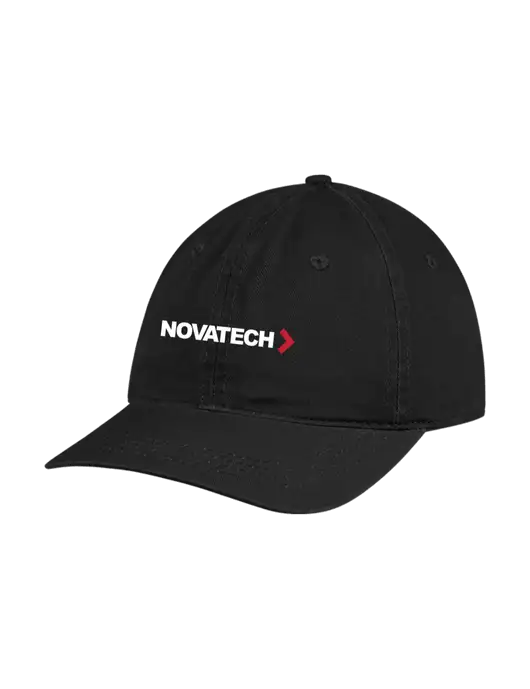 Garment Washed Unstructured Twill Black Cap w/Novatech Logo