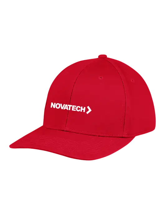Premium Modern Structured Twill Red Snapback Cap w/Novatech Logo