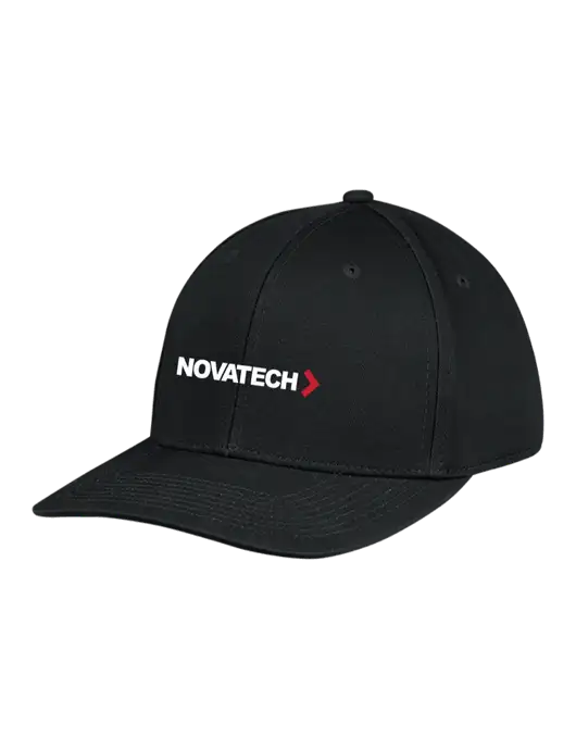 Premium Modern Structured Twill Black Snapback Cap w/Novatech Logo