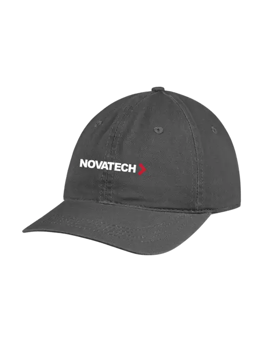 Garment Washed Unstructured Twill Charcoal Cap w/Novatech Logo