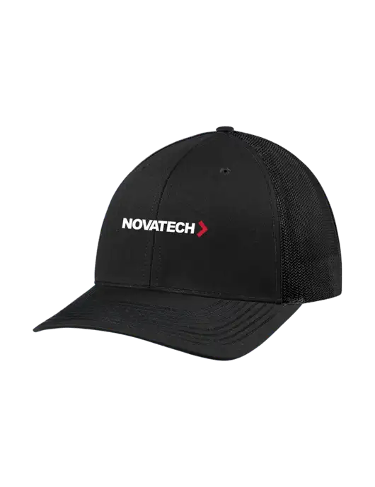Richardson Adjustable Snapback Original 112 Trucker Cap Black w/Black Mesh w/Novatech Logo