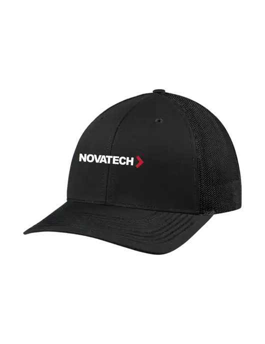 Richardson Adjustable Snapback Original 112 Trucker Cap Black w/Black Mesh w/Novatech Logo