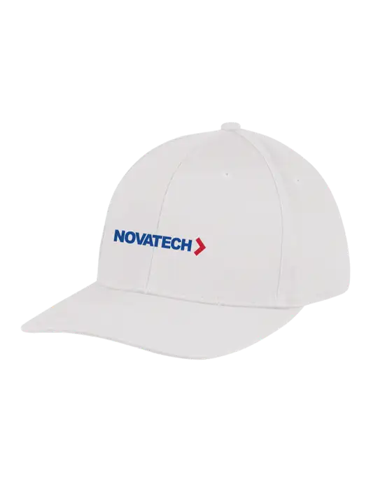 Premium Modern Structured Twill White Snapback Cap w/Novatech Logo