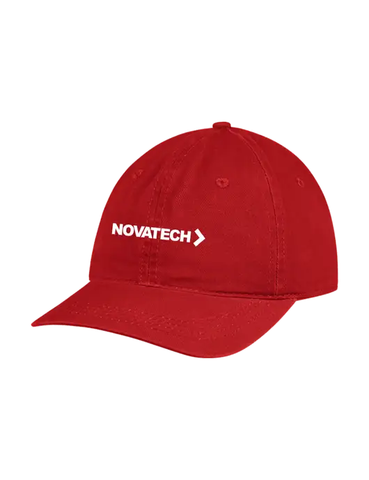Garment Washed Unstructured Twill Red Cap w/Novatech Logo