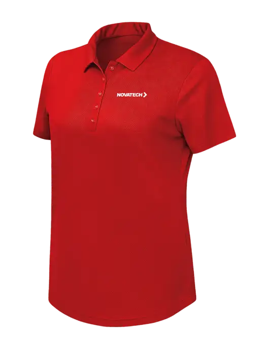 Callaway Womens Birdseye Red Polo w/Novatech Logo