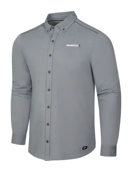 OGIO Medium Grey Heather Modern Code Stretch Button-Up Shirt w/Novatech Logo