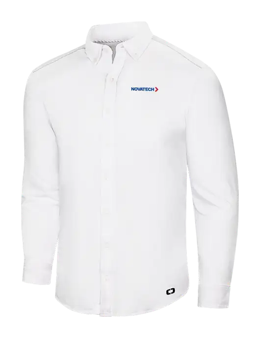 OGIO Bright White Modern Code Stretch Button-Up Shirt w/Novatech Logo