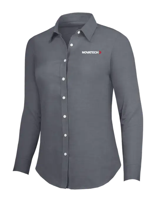 Dark Grey Womens SuperPro Oxford Shirt w/Novatech Logo