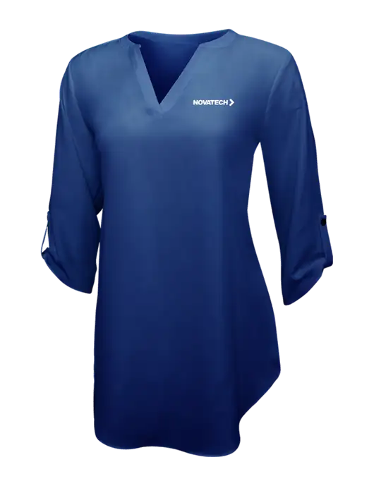 Dark Royal Womens 3/4 Sleeve Tunic Blouse w/Novatech Logo