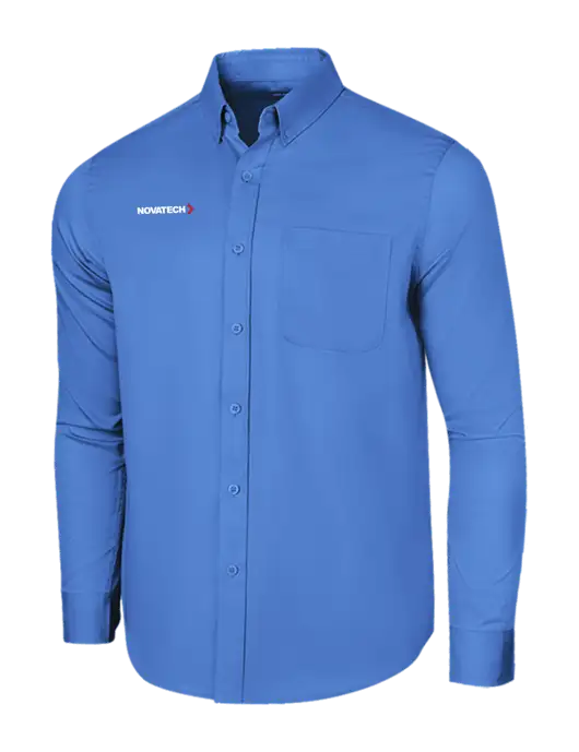 Long Sleeve Dark Carolina Blue Superpro React Twill Shirt w/Novatech Logo