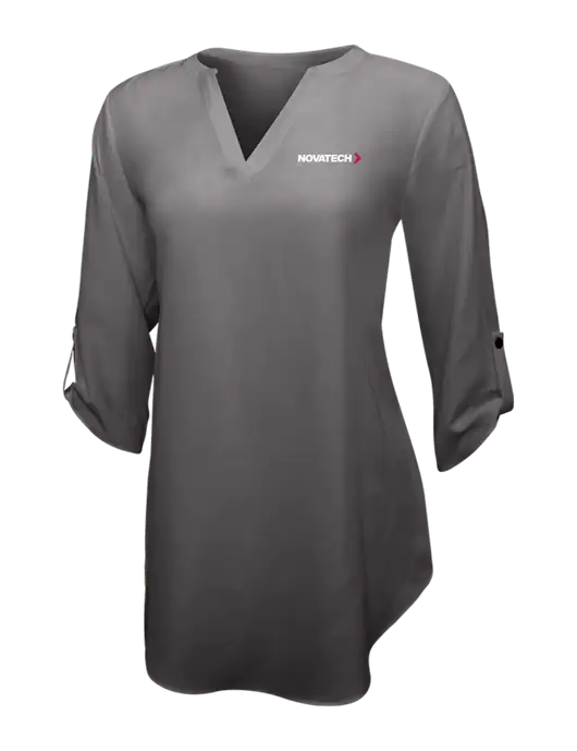 Dark Grey Womens 3/4 Sleeve Tunic Blouse w/Novatech Logo