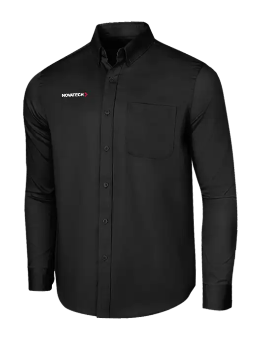 Long Sleeve Deep Black Superpro React Twill Shirt w/Novatech Logo