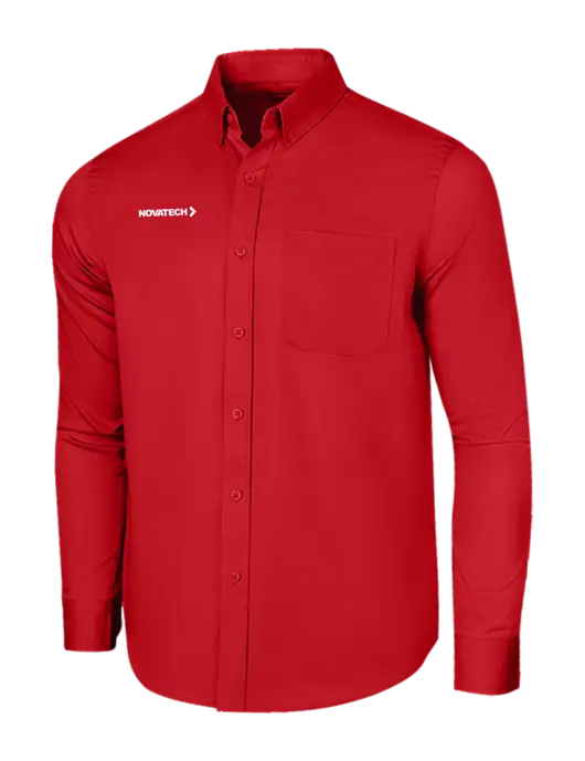 Long Sleeve Red Superpro React Twill Shirt w/Novatech Logo