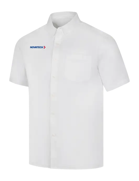 Short Sleeve White Superpro React Twill Shirt w/Novatech Logo