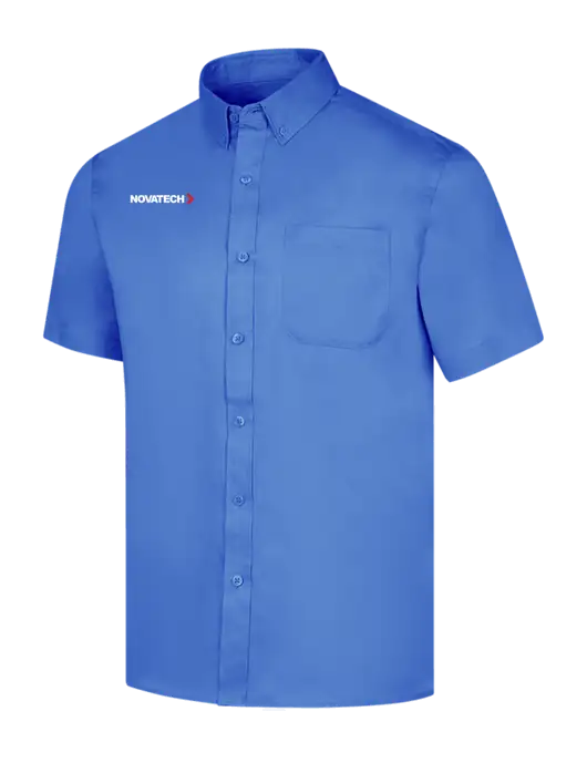 Short Sleeve Dark Carolina Blue Superpro React Twill Shirt w/Novatech Logo
