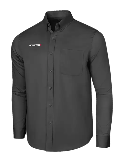 Long Sleeve Dark Grey Superpro React Twill Shirt w/Novatech Logo