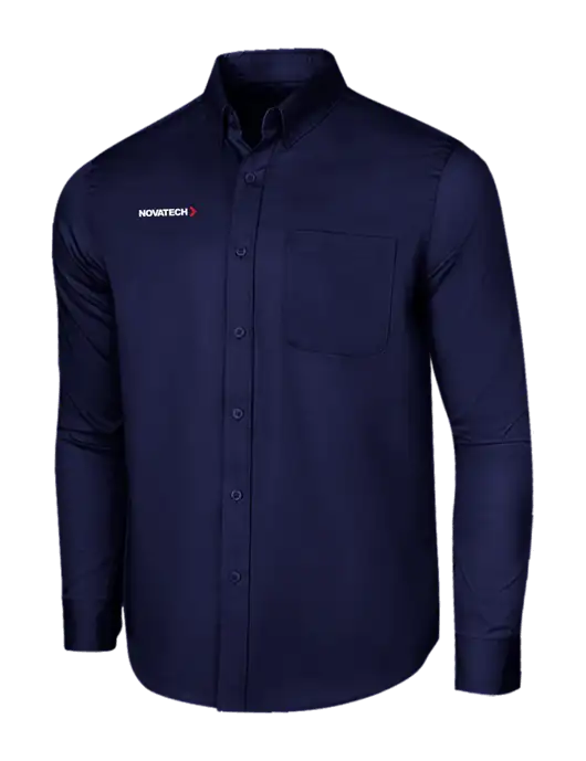 Long Sleeve Navy Superpro React Twill Shirt w/Novatech Logo