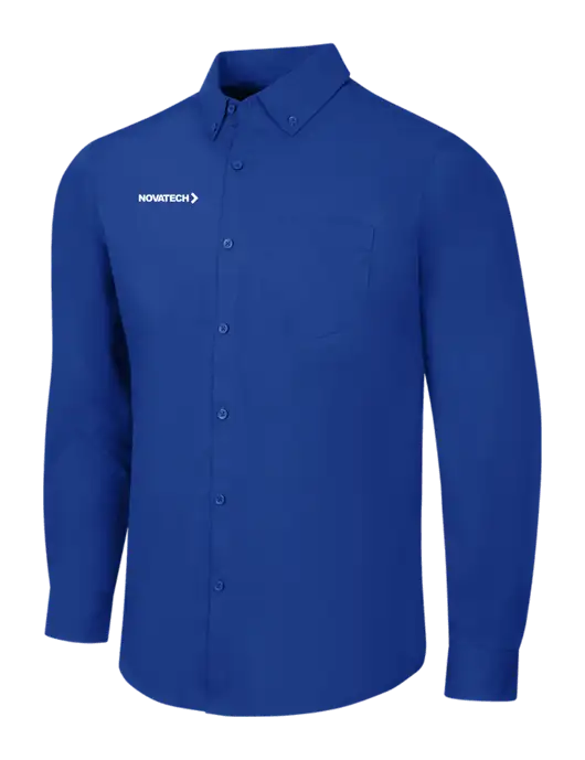 Dark Royal Long Sleeve Carefree Poplin Shirt w/Novatech Logo