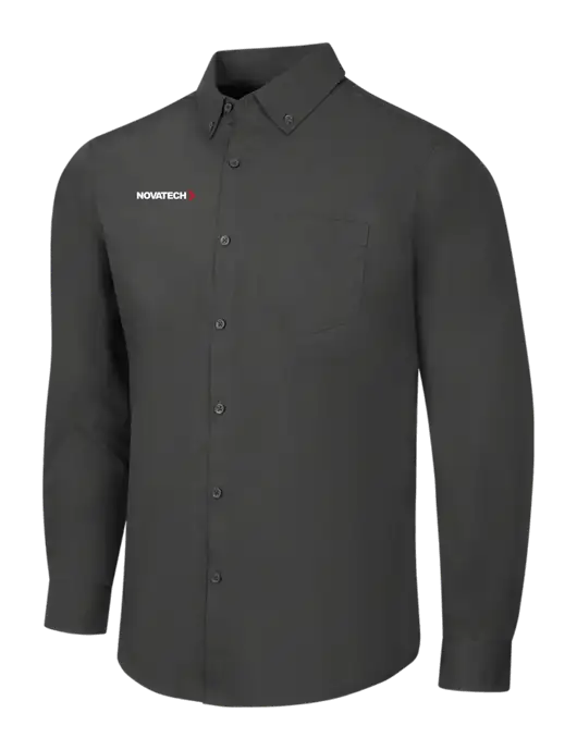 Dark Grey Long Sleeve Carefree Poplin Shirt w/Novatech Logo