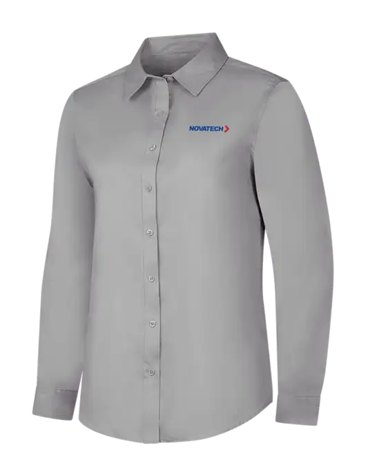 Light Grey Womens Long Sleeve Superpro React Twill Shirt w/Novatech Logo
