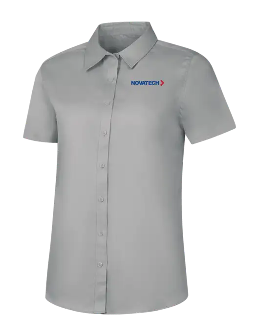 Womens Light Grey Short Sleeve Superpro React Twill Shirt w/Novatech Logo