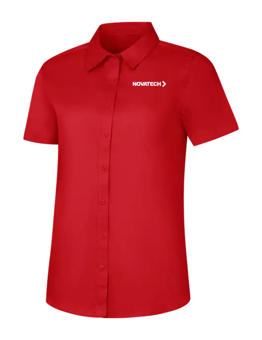 Womens Red Short Sleeve Superpro React Twill Shirt w/Novatech Logo