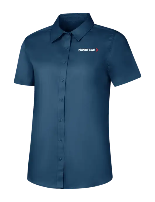 Womens Light Navy Short Sleeve Superpro React Twill Shirt w/Novatech Logo