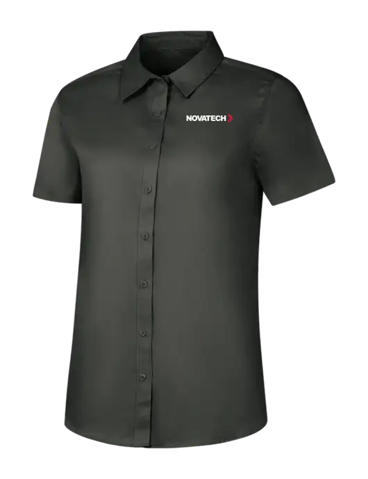 Womens Dark Grey Short Sleeve Superpro React Twill Shirt w/Novatech Logo