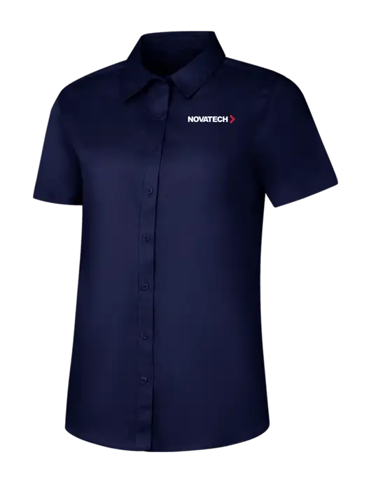 Womens Navy Short Sleeve Superpro React Twill Shirt w/Novatech Logo