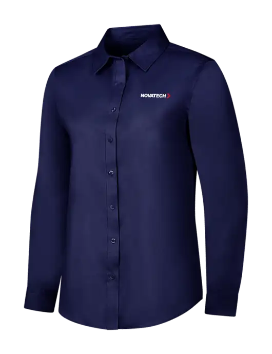 Navy Womens Long Sleeve Superpro React Twill Shirt w/Novatech Logo