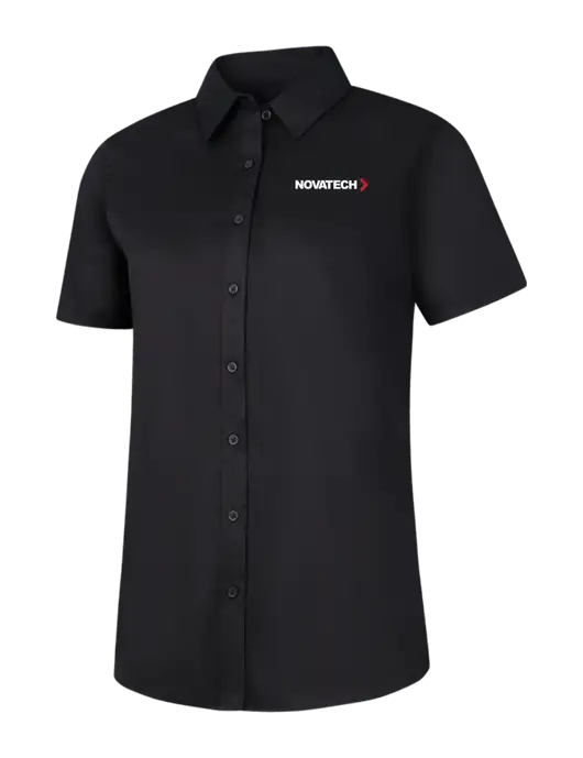 Womens Black Short Sleeve Superpro React Twill Shirt w/Novatech Logo