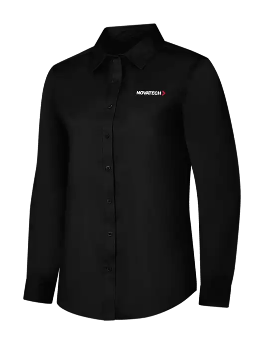 Womens Black Long Sleeve Superpro React Twill Shirt w/Novatech Logo