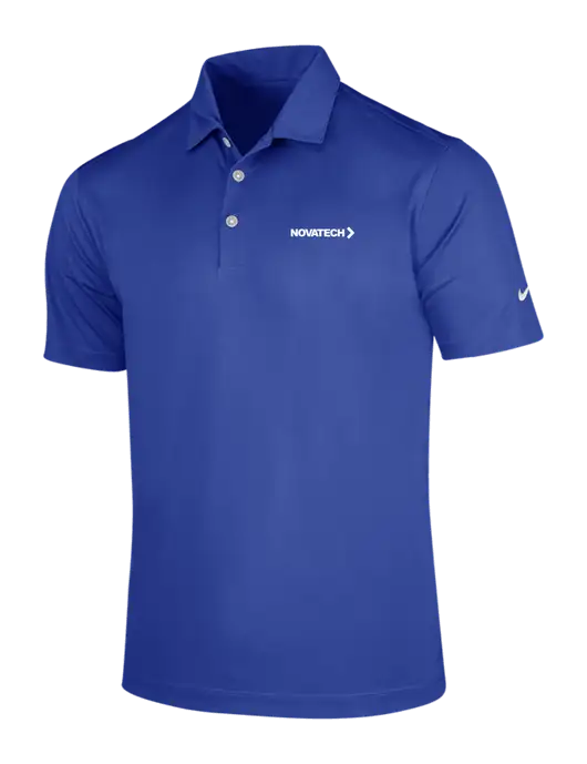 NIKE Dark Royal Dri-Fit Vertical Mesh Polo w/Novatech Logo