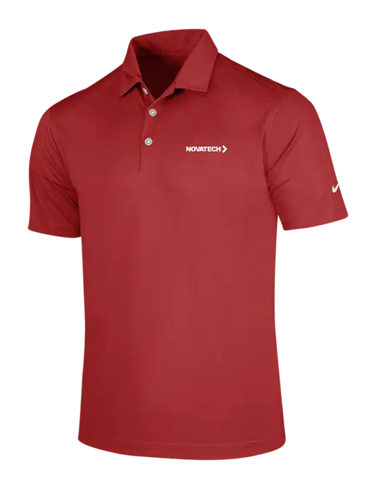 NIKE Red Dri-Fit Vertical Mesh Polo w/Novatech Logo