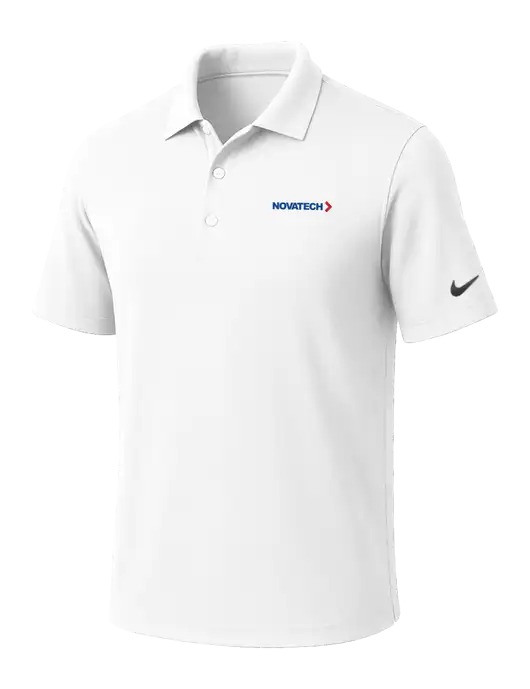 NIKE White Dri-Fit Micro Pique Polo w/Novatech Logo