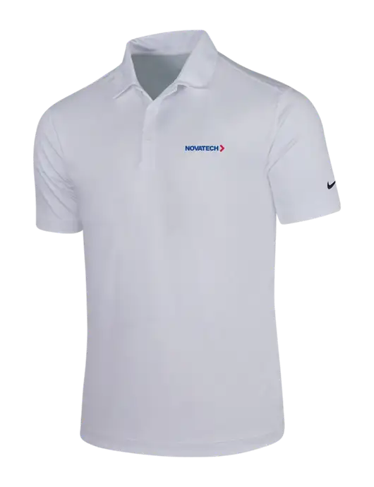 NIKE White Dri-Fit Vertical Mesh Polo w/Novatech Logo