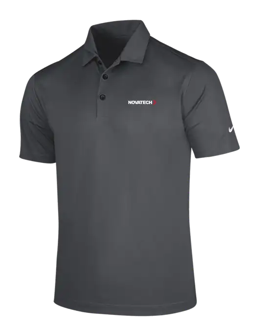 NIKE Dark Grey Dri-Fit Vertical Mesh Polo w/Novatech Logo