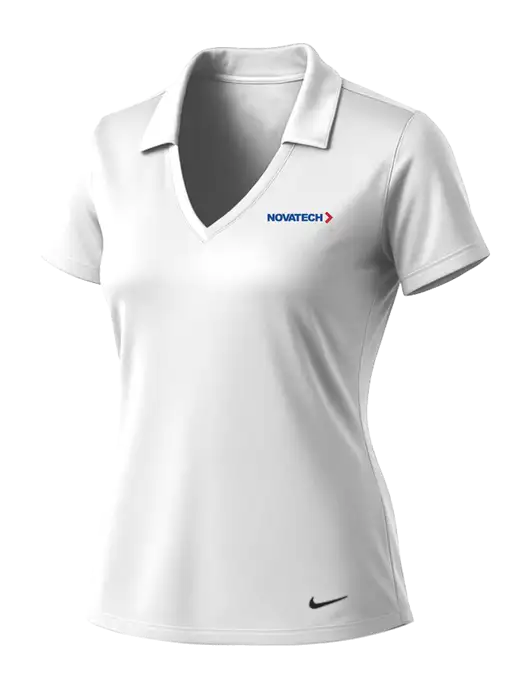 NIKE White Womens Dri-Fit Vertical Mesh Polo w/Novatech Logo