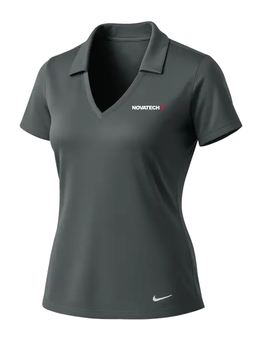 NIKE Dark Grey Womens Dri-Fit Vertical Mesh Polo w/Novatech Logo