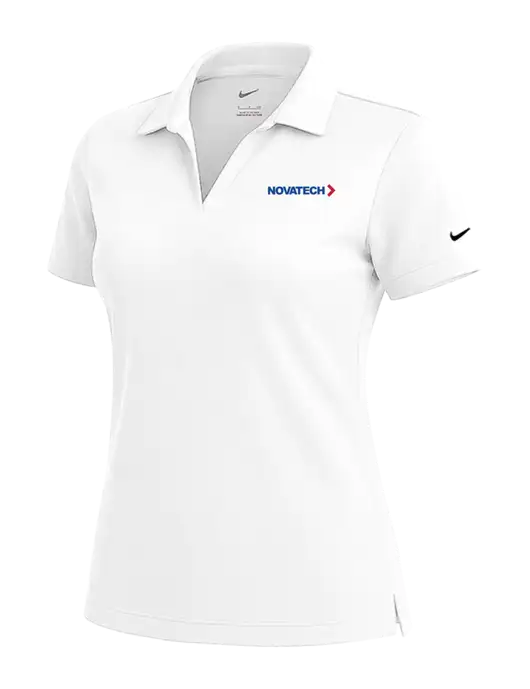 NIKE White Womens Dri-Fit Micro Pique Polo w/Novatech Logo