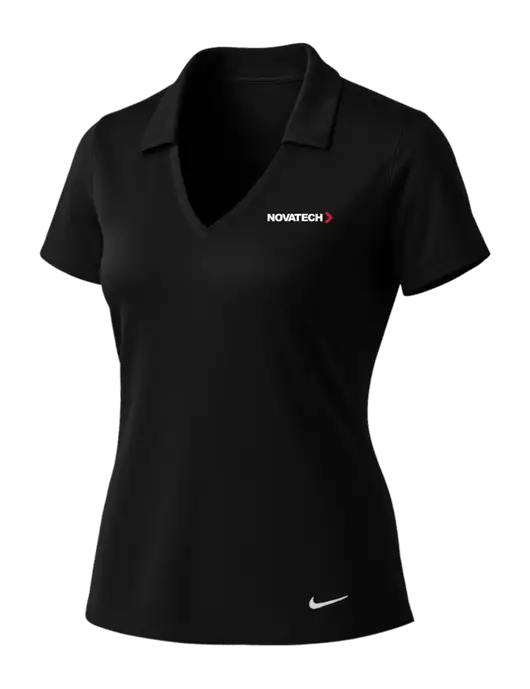 NIKE Black Womens Dri-Fit Vertical Mesh Polo w/Novatech Logo