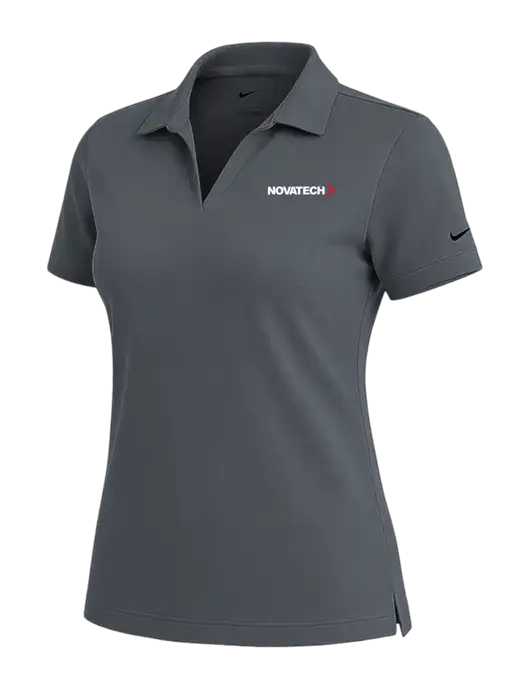 NIKE Dark Grey Womens Dri-Fit Micro Pique Polo w/Novatech Logo