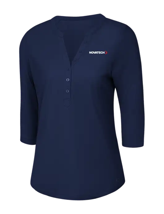 OGIO Navy Jewel Henley w/Novatech Logo