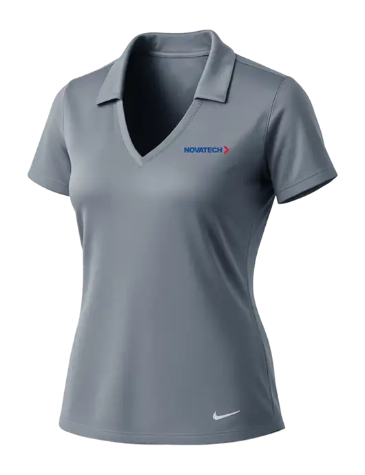 NIKE Medium Grey Womens Dri-Fit Vertical Mesh Polo w/Novatech Logo