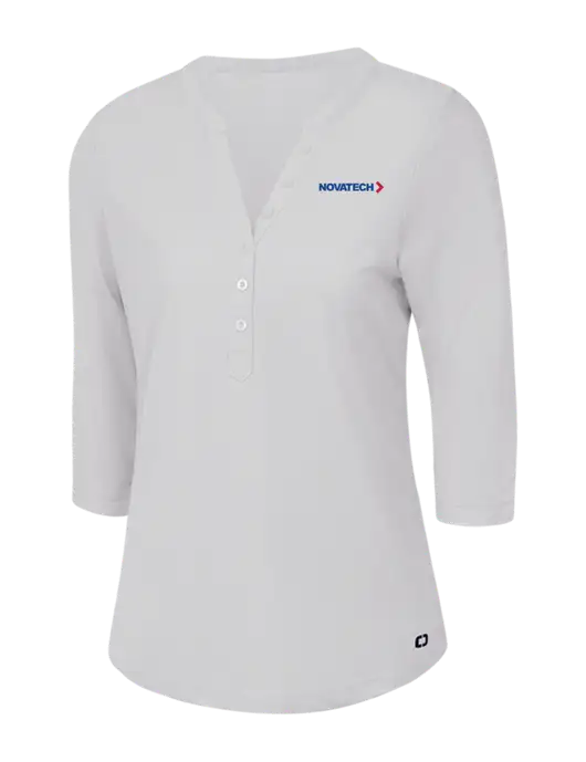 OGIO Bright White Jewel Henley w/Novatech Logo
