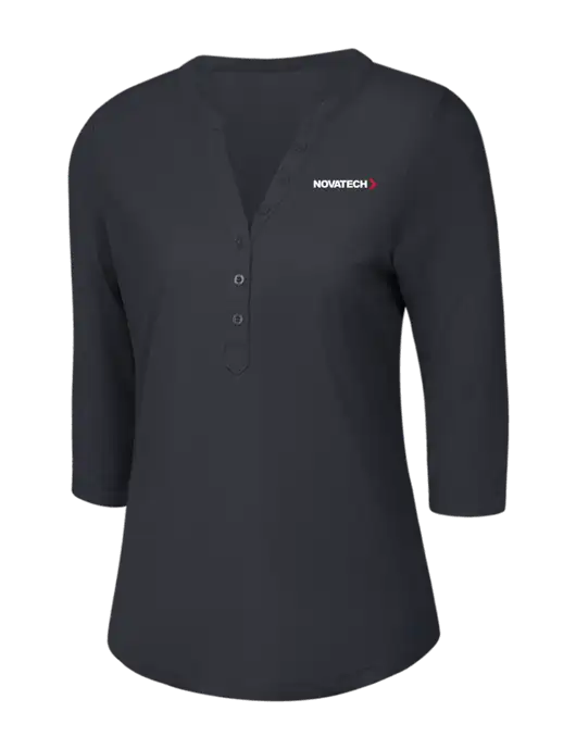 OGIO Charcoal Grey Jewel Henley w/Novatech Logo
