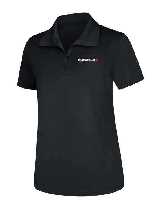 Womens Black Micropique Sport-Wick Polo w/Novatech Logo