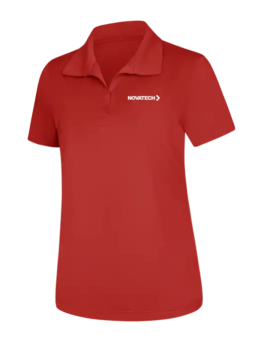 Womens Red Micropique Sport-Wick Polo w/Novatech Logo