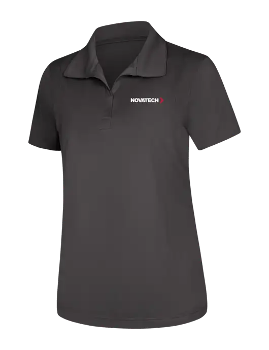 Womens Dark Grey Micropique Sport-Wick Polo w/Novatech Logo