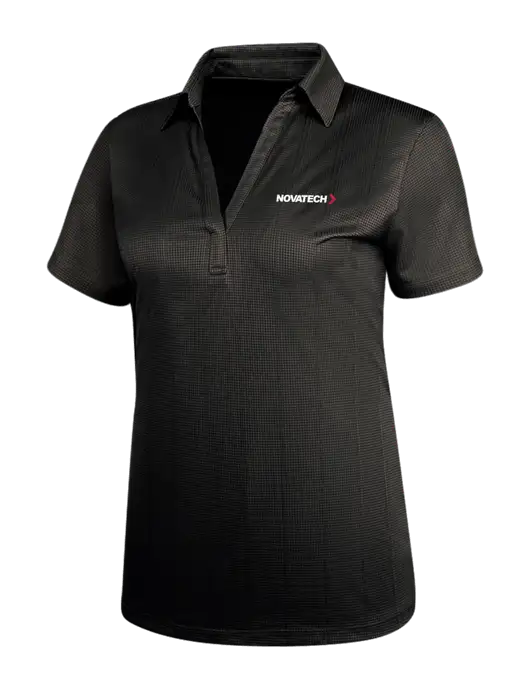 Black Womens Performance Fine Jacquard Polo w/Novatech Logo
